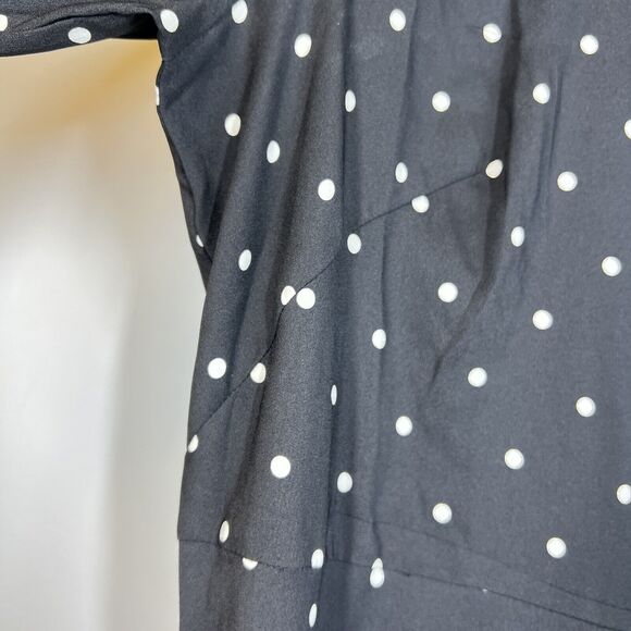 Loft plus women Long Sleeve Button Up Black White Polka Dot Dress Sz 18 - Picture 10 of 12